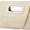 Top Handle Straw Clutch for Women, Raffia Woven Shoulder Crossbody Evening Handbag with Gold Chain strawpage