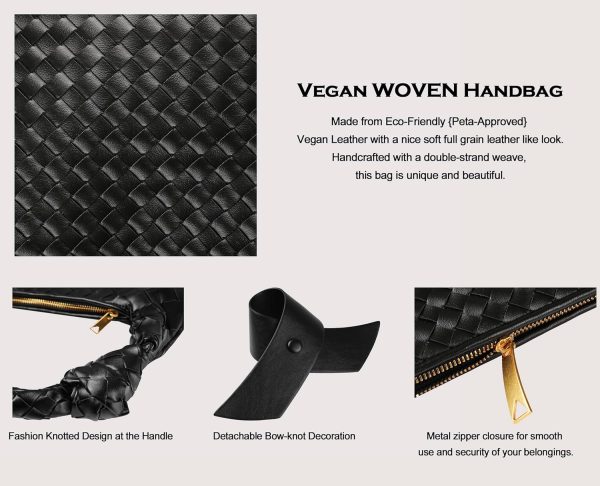 Leather Woven Knot Clutch Dumpling Hobo Top Handle Bag-2