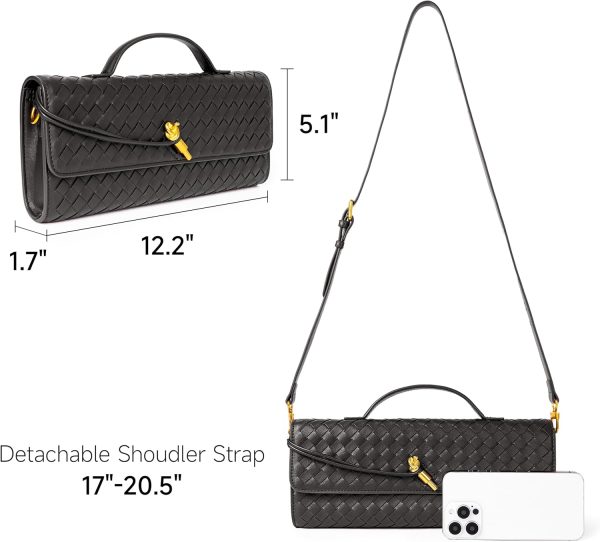 Joryin Woven Purse for Women Evening Clutch Woven Leather Handbags Crossbody Bag Purse Formal Evening Bag, Vegan Leather-3