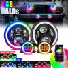 SUPAREE Round RGB 7 Inch LED Headlight Fog Lights with Amber Turn Signal, DOT Approved RGB Halo Light Compatible with Jeep Wrangler Head Light JK JKU TJ LJ 1997-2017-1