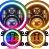 SUPAREE Round RGB 7 Inch LED Headlight Fog Lights with Amber Turn Signal, DOT Approved RGB Halo Light Compatible with Jeep Wrangler Head Light JK JKU TJ LJ 1997-2017-0