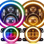 SUPAREE Round RGB 7 Inch LED Headlight Fog Lights with Amber Turn Signal, DOT Approved RGB Halo Light Compatible with Jeep Wrangler Head Light JK JKU TJ LJ 1997-2017-0