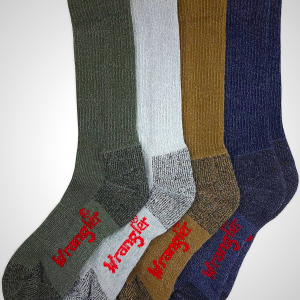 Wrangler Mens Riggs Workwear Ultra-Dri Moisture Wicking Crew Boot Socks 4 Pair Pack