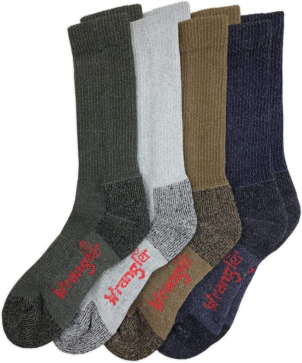 Wrangler Mens Riggs Workwear Ultra-Dri Moisture Wicking Crew Boot Socks 4 Pair Pack-0