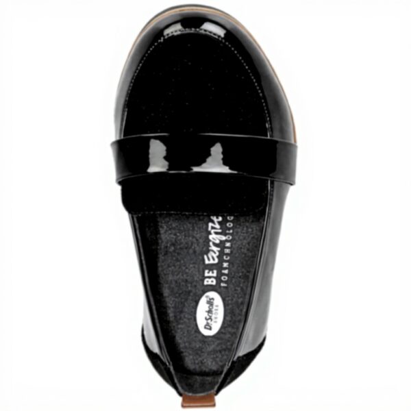 Dr Scholls Womens Loafers Black Patent Comfort Platform