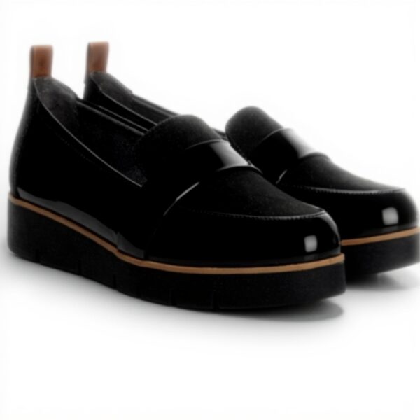 Dr Scholls Womens Loafers Black Patent Comfort Platform