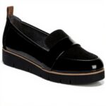 Dr Scholls Womens Loafers Black Patent Comfort Platform