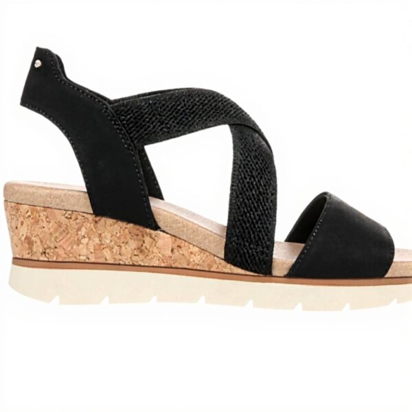 Dr Scholls Work Womens Wedge Sandal Black Fabric Comfort