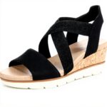 Dr Scholls Work Womens Wedge Sandal Black Fabric Comfort