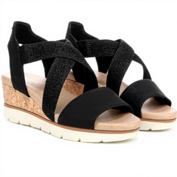 Dr Scholls Work Womens Wedge Sandal Black Fabric Comfort