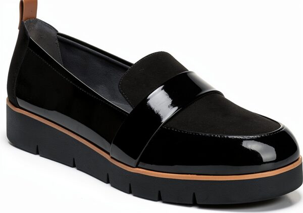 Dr Scholls Womens Loafers Black Lacquer Microfibre Comfort